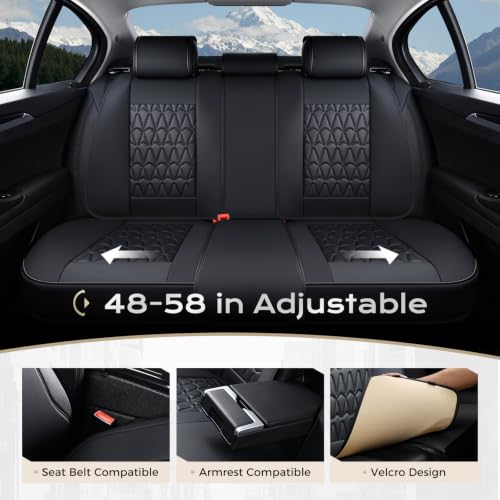 Image of Coverado Car Seat Covers Full Set, Automotive Front and Rear Seat Covers with Backrest, Nappa Leather Car Seat Protectors Waterproof, Universal for Most Vehicles