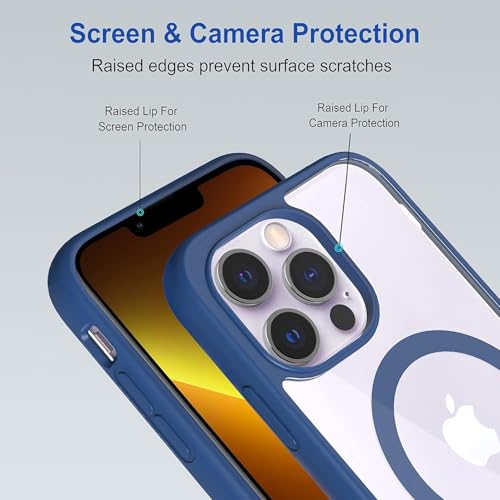 Image of AIBEX Clear Mag-Saf Case for iPhone 13 Pro Max | Strong Magnetic Lock, Anti-Yellowing Transparent Back, Military-Grade Drop Protection, Slim Lightweight Cover with Camera Guard - Blue
