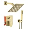 Shower faucet brushed gold shower system 8 inches rain shower and handheld shower combo2 function shower fixtures included shower trim kit  urban country home decor