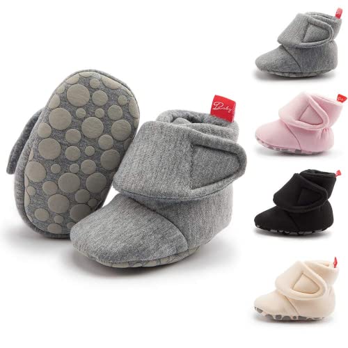 Image of Meckior Newborn Infant Baby Girls Boys Warm Fleece Winter Booties First Walkers Slippers Shoes