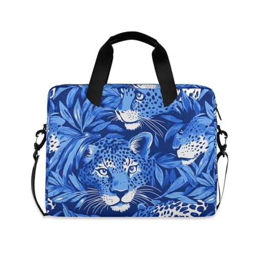 Bolso maletín para laptop crossbody 15.6" azul leopardo