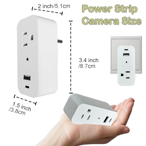 Image of Wireless Plug 1080p Camera Smart Power Strip Support App Remote & Local Storage Suitable for Pet Monitor Built-in 32G Memory Card (No Audio)