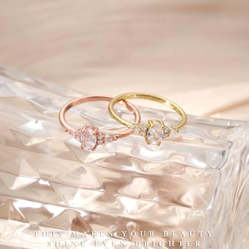 Promise Rings for Her Oval Engagement Rings for Women Dainty Gold/Silver/Rose Ring Waterproof Jewelry Gifts for Women Size 5-104