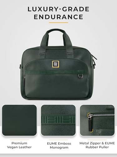 Image of EUME Optimo Laptop Bag for Men | Water Resistant Messenger Bag | Tablet Compartment| Multiple Organisers | Fits Upto 15 inch Laptop | Vegan Leather Office Bag.