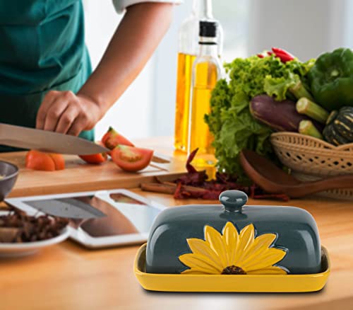 Save 50% on Ceramic Sunflower Butter Dish with Lid