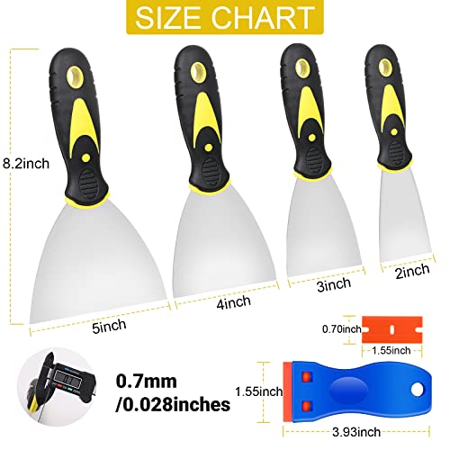 Putty Knife, Spackle Scrapers (2” 3” 4” 5” Wide), Stainless Steel Taping Knife, Plastic Scraper, Paint Knife For Repairing Wall, Applying Plaster/Cement/Adhesive, Removing Wallpaper/Decals, 13 Pack #TOP2