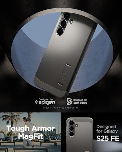Image of Spigen Tough Armor MagFit for Samsung Galaxy S25 FE Case, Galaxy S25 FE Back Cover (2025) - TPU+Poly Carbonate｜Gunmetal