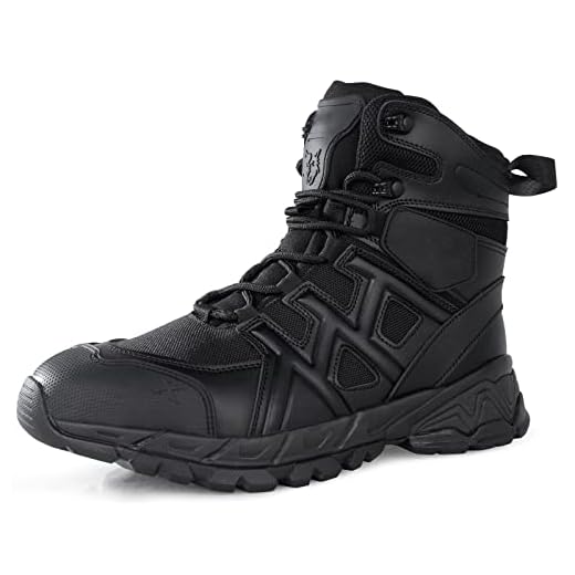 LUDEY Rangers Militaire Homme Chaussures de Sécurité Combat Homme Durables Bottes Tactiques Randonnée Confortable Rangers Desert Noir 38EU