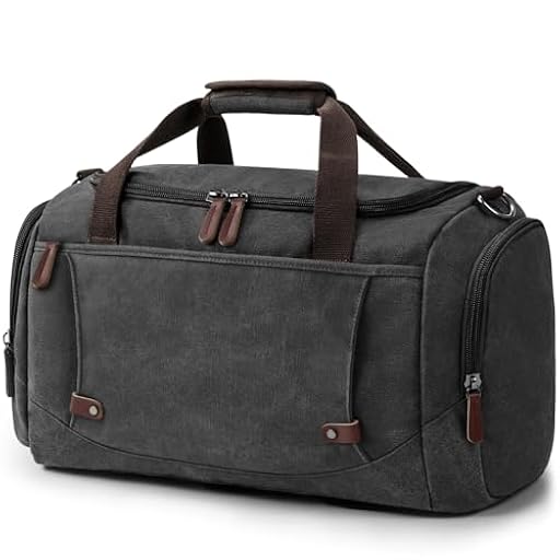 Virklyee Bolso de Viaje de Lona Retro Weekender Bolsa de Deporte Hombre Bolsa Gimnasio Grande 40L Bolsillo múltiple,para Mujer y Hombre，Lona Retro (Negro) | Ya disponible en tu tienda friki favorita! En mundofriki.es!