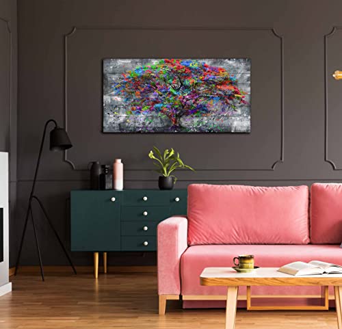 Sixttart Tree Of Life Wall-Art - Forest Wall Art - Abstract Canvas Wall Art For Living Room Graffiti Art Ready To Hang Size 40" X 20" #TOP3