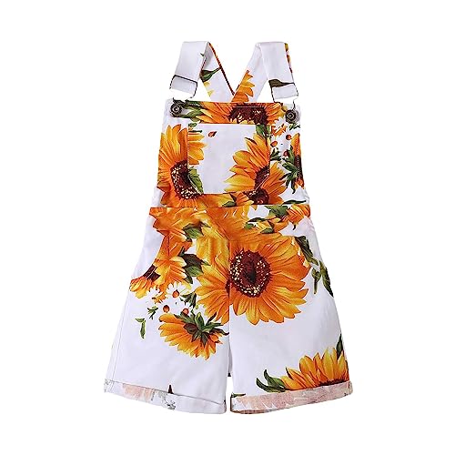 Toddler Girl Baggy Overall Pants Sunflower Printed Wide Leg Soft Baggy Casual Jumpsuits Loose Cute Trendy Trousers