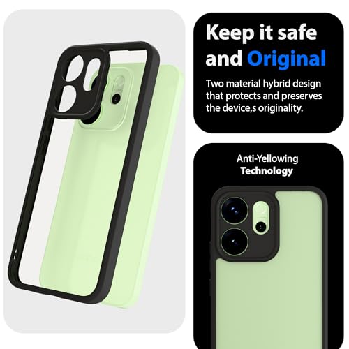 Image of KAPAVER Hybrid Clear Back Cover Case for Oppo Reno 14 | Protective Shockproof Cleare Hard PC Soft Flexible Black TPU Cover