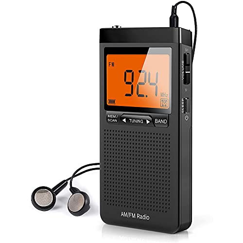 GEQWE Radio De Poche Portable, Radio AM FM Numérique À Transistors avec Meilleure Réception, Écran LCD Clair, Réveil, Prise pour Écouteurs, Radio À Piles pour La Maison, Jogging Cover