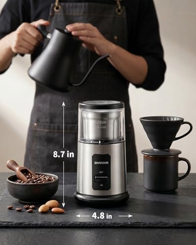 Image of SHARDOR Quiet Coffee Grinder Electric, 70g Removable Bowl Spice Grinder for Coffee Beans, Seeds and Grains, Super Silent Grinding Mill with 60dB Low Noise, 2.5oz Capacity, Silver