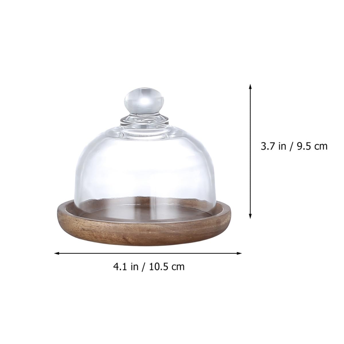 Mini Plateau à Dessert Cloche en Verre en Bois, 2 Ensembles
