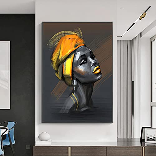 Toile femme noire africaine pour decoration salon moderne et design chaleureux
