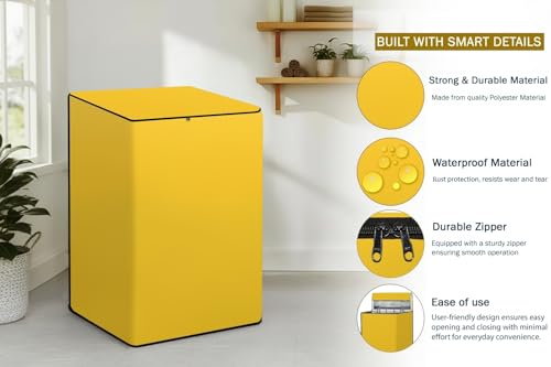 Image of Stylista Waterproof and Dustproof Polyester Washing Machine Cover Compatible for Godrej 7.5 Kg Fully-Automatic Top Loading WTEON ALP 75 5.0 FDTN GPGR, Yellow