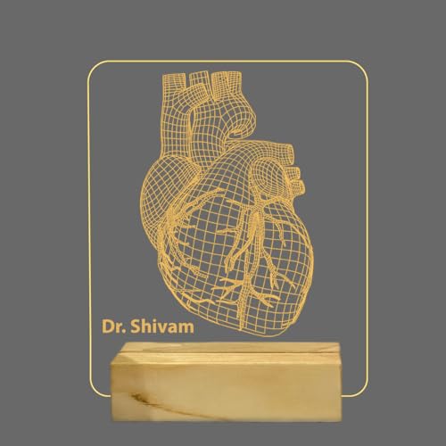 StarLaser 3D Illusion Heart Lamp Customized with Name Gift for Cardiologist Heart Specialist Doctor, Heart Surgeon, Medical Student Gift Warm White Light