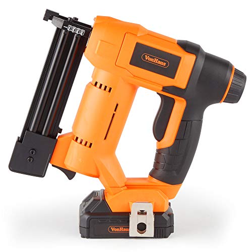 VonHaus 18v Cordless Nail Gun/Brad Nailer - Li-ion Battery Operated – Ergonomic – Medium Duty For Fabrics, Upholstery, Underlay, Carpeting, Roofing Not Suitable For Hard Wood No. 9100100