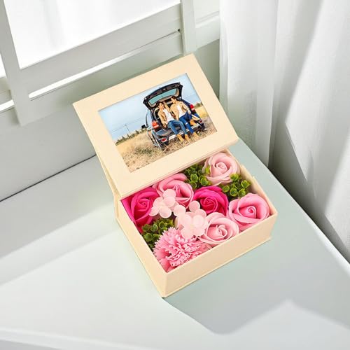 フラワーボックス 造花 バラ 枯れない花 誕生日プレゼント 造花 バラ 石? 贈り物 ギフト 写真立て ドライフラワー インテリア 結婚記念日 おしゃれグッズ 発表会 敬老の日 母の日 父の日 退職 祖母 彼女 送別会 専用のギフト 記念日 感謝 お礼 ギ