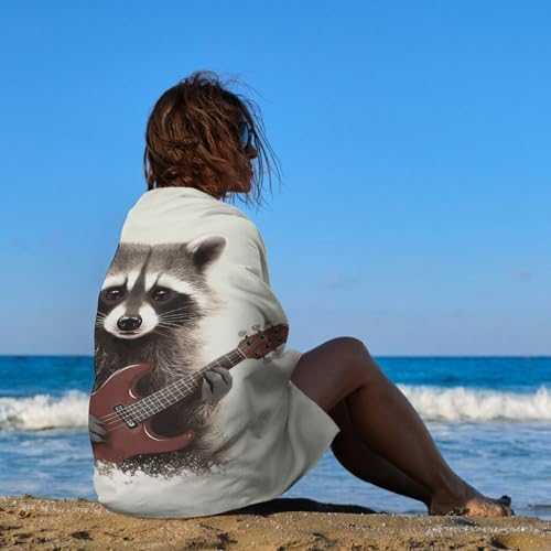 Toalla de playa Funny Raccoon - Absorbente y de secado rápido, toalla para gimnasio, ultra portátil, resistente, para viaje, ducha, playa, gimnasio, spa, natación y aventuras al aire libre miniatura 4