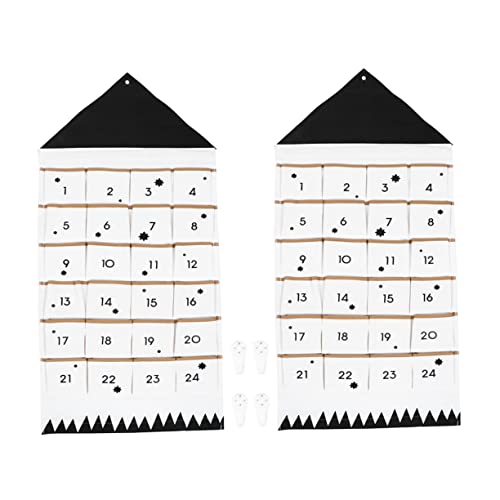 VILLCASE 2Pcs Countdown Calendar Storage Bag Wall Hanging Organizer with Christmas Decoration for Space Saving Home Decor for Walls Doors and Windows