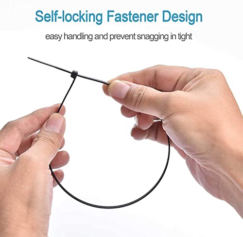 Zip Ties Assorted Sizes 400 Pack 12+8+6+4 Inch Cable Ties Heavy Duty Plastic Wire Ties Uv Resistant Zipties Black Small Zip Tie Wraps Assortment Cord Management For Home, Office, Gardening #TOP3