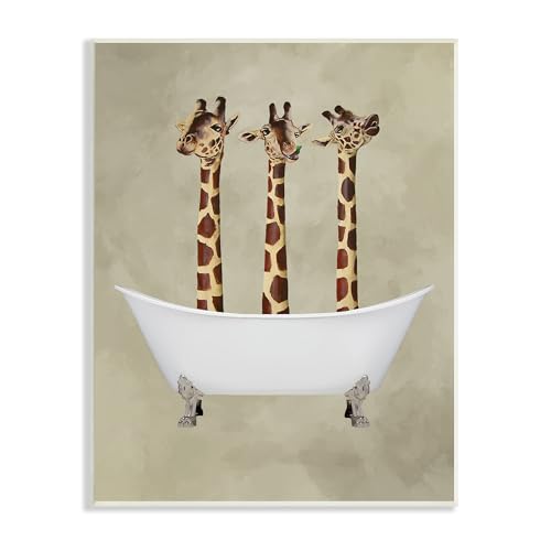 Image of Stupell Industries 'Three Giraffes In A Bathtub', Wall Plaque Art, 13 x 19 Inches, Easy to Hang and Sturdy, Made in USA, by Coco de Paris