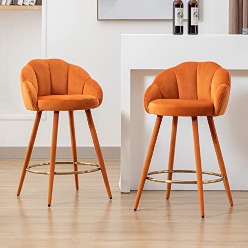 Wahson Samt Barhocker 2er Set Bistrohocker mit Lehne, Tresenhocker mit...