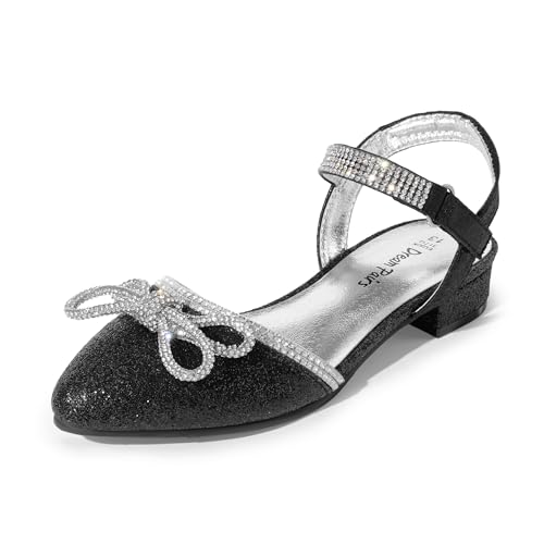 DREAM PAIRS Girls Sandals Closed Toe Dress Low Heels Pointed