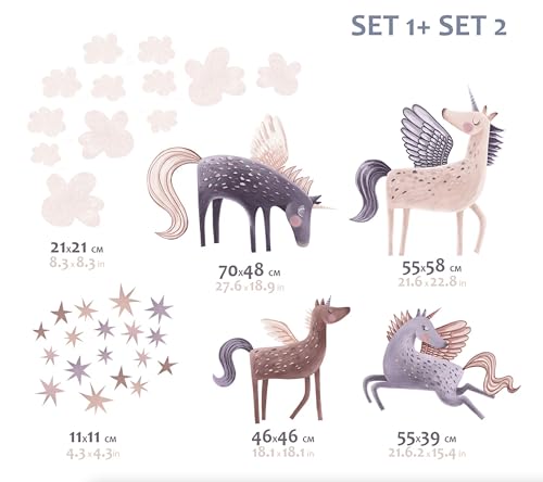 Vinilo decorativo unicornio rosa para pared set 1 + 2 miniatura 6