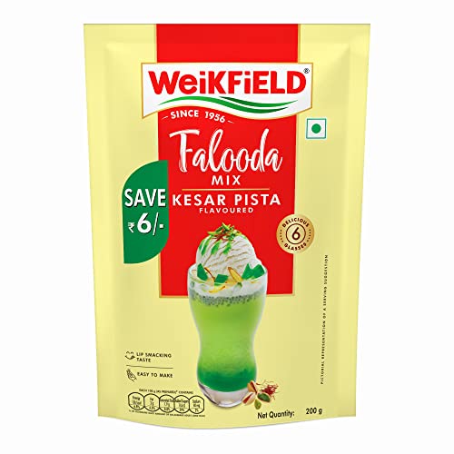 Image of Weikfield Falooda Mix 200 g Pouch | Kesar Pista Flavoured | Rich, Smooth & Creamy Texture | Delicious & Refreshing Taste | Authentic Taste | Instant Falooda Mix
