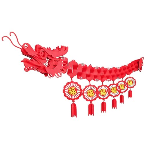 hhdatc 3D Chinese New Year Dragon Decorations Red & Gold Paper Lanterns Dragon Garland Ceiling Hangings for Lunar New Year Spring Festival Lantern Festival Home & Restaurant Party