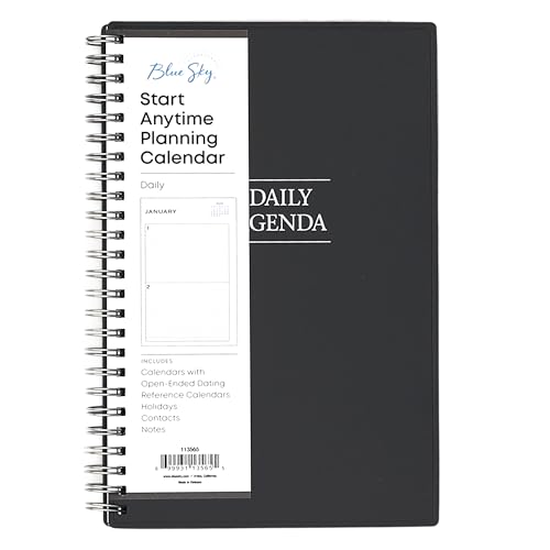Blue Sky Undated Daily Planner, Flexible Cover, Twin-Wire Binding, 5.5' x 8.5', Passages