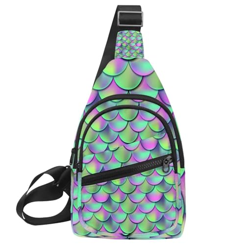 Bandolera cruzada de escamas de sirena: bolsa de hombro verde casual