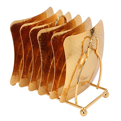 EMUKOEP Bright Metal Coasters, Coffee Post -life Set of Simple Golden Decorative Couriers with Support for Household Bars Kitchens Cafeterias Restaurants