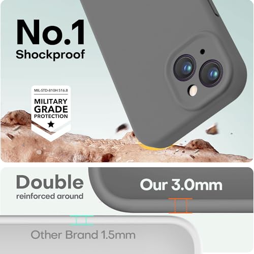 Image of LOVE 3000 Compatible with iPhone 15 Case, [Smooth Silicone Full Coverage Camera] [8ft Drop Protection], Soft Microfiber Lining Full Body Protective Case for iPhone 15 6.1 inch - Dark Grey