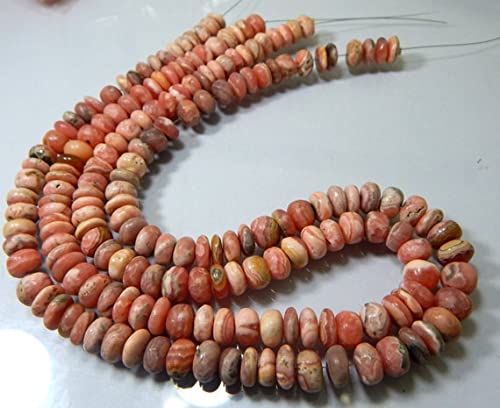 Rhodochrosite lisse LKBEADS perles rondelles de dimensions 8.5x10 mm sur fil 18''