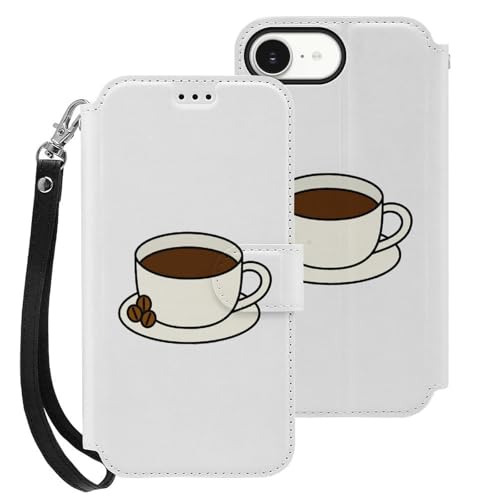 iPhone 16 E用 ケース 手帳型 コーヒーとコーヒー豆 Iphone16用カバー アイフォン16 用 ケース スマホケース おしゃれ 人気 財布型 PUレザー 携帯カバー カード収納 スタンド機能