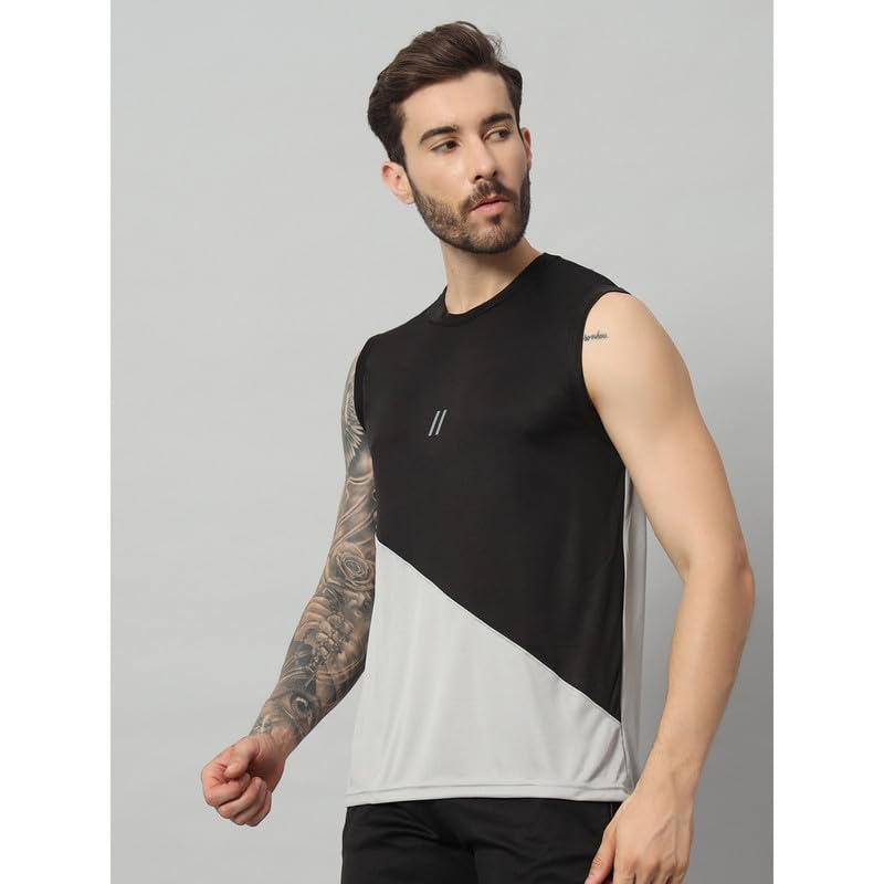 Image of ATICX Men's Polyester Sports Sleeveless T Shirt - Gym Vest, Workout Sando, Training Tank Top, Cut Sleeves Quick Dry Tee for Running, Swimming, Badminton, Fitness & Sports