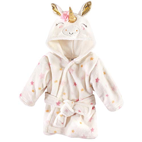 Image of Luvable Friends Unisex Baby Plush Bathrobe, Stars Unicorn, 0-9M