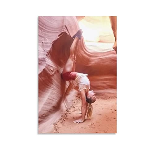 RIDAEX Quadro A Olio su Tela 30 * 50cm Senza Cornice Ballerina Addison Rae che pratica yoga nel canyon decorata decorazione poster soggiorno camera da letto pittura