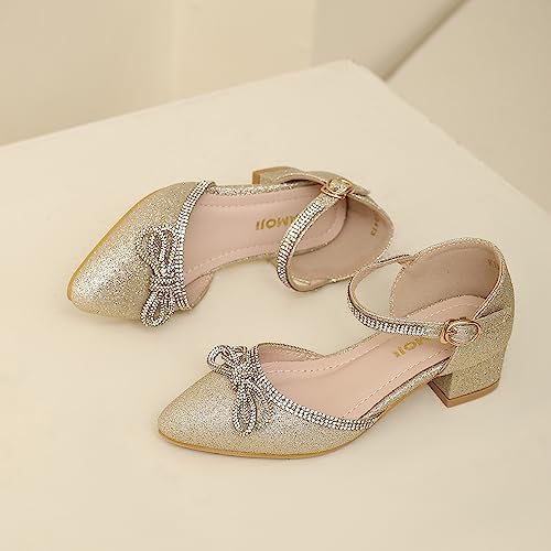 Image of Amoji Girls High Heels Kid Ankle Strap Dress Shoes Wedding Party for Little Kid Big Kid 412