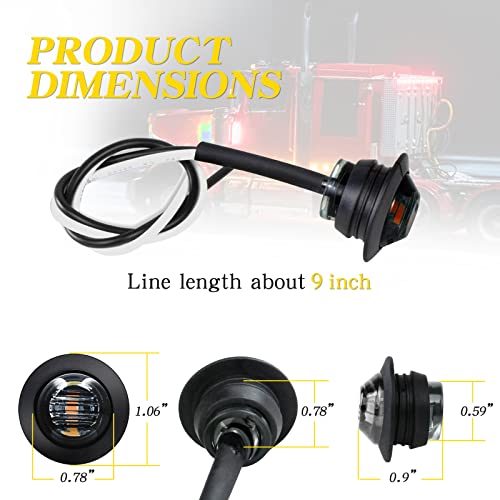 Keing 10 Pack Sealed Waterproof Mini Round 3/4 Inch White Led Marker Lights Signal Light 12V For Trailer Truck Bus Pickup Van Atv Rv Lorry Caravan, 5 Years Warranty (Smoked Lens) #TOP2