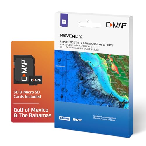 Image of C-MAP Reveal X - Gulf of Mexico & The Bahamas, Map Card for Marine GPS chartplotters | Hr Bathymetry, Satellite Overlays, 12-Month Updates and Premium App Sub