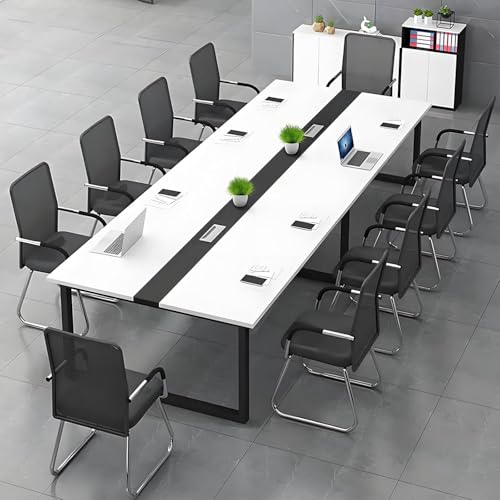 Tazyee Mesa de Conferencias Grande para Oficinas – Mesa de Reuniones para Muchas Personas, Diseño de Madera, Fácil Montaje, Espacio Amplio para Seminarios y Aulas (Sillas No Incluidas)