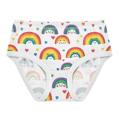 ZZKKO Cute Rainbow Heart Girls Underwear Toddler Panties for Girls Comfort Brief Size 2-8T