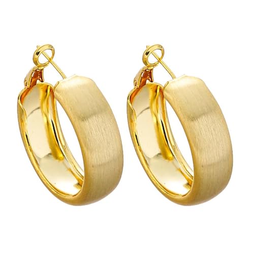 IOETSEUT Pendientes de Mujer Moda Color Dorado Mate Pendiente de Aro Cepillado para Mujer Niña Pendientes Redondos Círculo Vintage Joyería 2024 Regalo de Moda