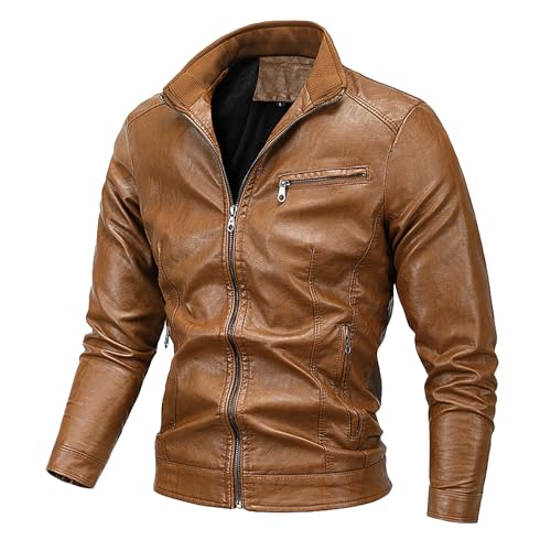 Veste de motard simili cuir homme vêtement d'extérieur léger à zip