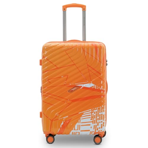 Image of AMERICAN TRAVELLER Urban Kingdom Trolley Bag | Durable Polycarbonate Hard Shell | TSA-Type Lock | 360 Disc Spinner Wheels | Expandable Suitcase for Travel (20, Orange)